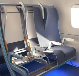 Flexibel und komfortabel: Die Flugzeugsitze bestehen aus beweglichen Elementen.