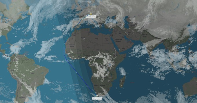 Flugverlauf von LH574 am 25. Oktober.