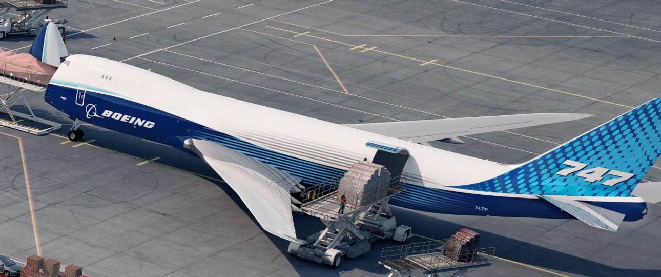 Boeing 747-8 F ohne Triebwerk: Boeing veröffentliche versehentlich diese Werbegrafik.