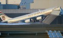 Der Airbus A340-600 nach dem Zusammenprall: Der Vierstrahler krachte mit 55 km/h gegen die Mauer.
