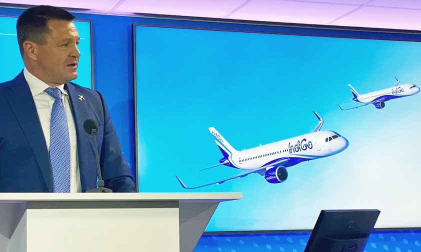 Indigo-Chef Pieter Elbers bei der Bekanntgabe der Order: