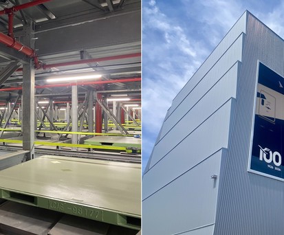 Das neue Hochregallager von Lufthansa Cargo von innen und außen.