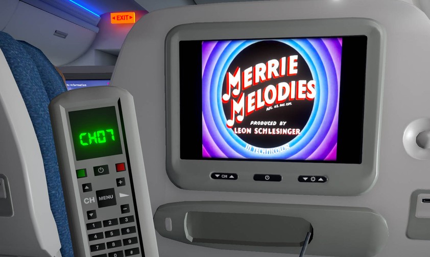 Spielszene aus Airplane Mode: Nutzer des PC-Simulators durchleben einen Flug als Passagier einer Economy-Klasse.