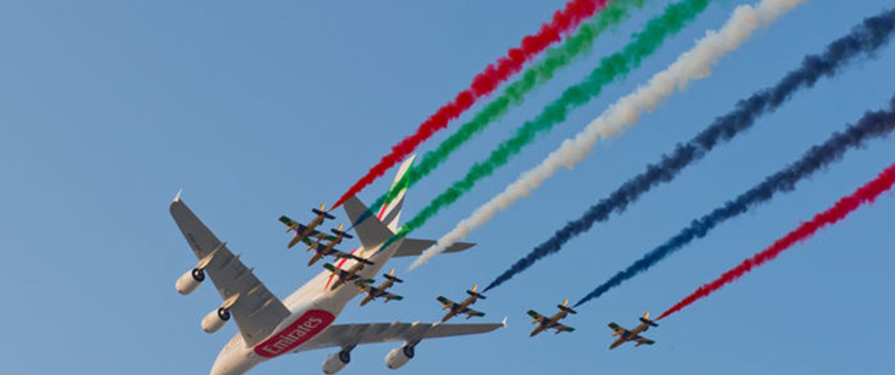 Airbus A380 von Emirates an der Dubai Air Show: Diese Airline glaubt weiter an den Superjumbo.