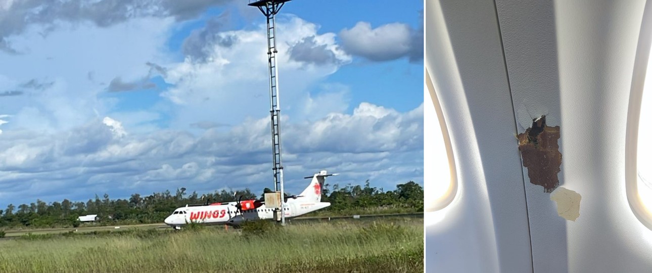 Wings Air: Die Fotos sollen die getroffene ATR 72 und den Einschuss zeigen.