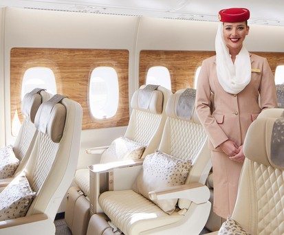 Emirates neue Premium Economy Class, vorgestellt im Dezember 2020.