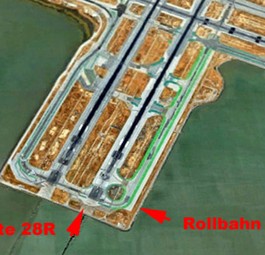 Piste 28 R und Rollweg C in San Francisco: Der Pilot täuschte sich.
