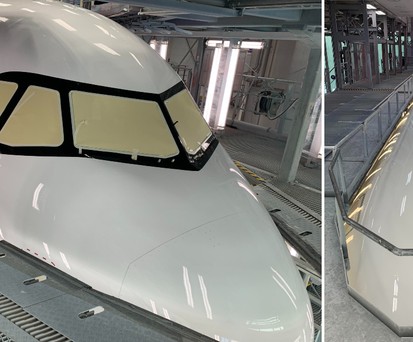 Lackierung bei Airbus: Links ein Airbus A321 Neo von Lufthansa, rechts ein Jet für Jetsmart aus Chile.