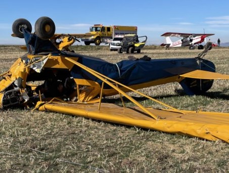 Die Piper PA-11 nach dem Unfall in Idaho: Vorausgegangen war ein Pumpkin Drop.