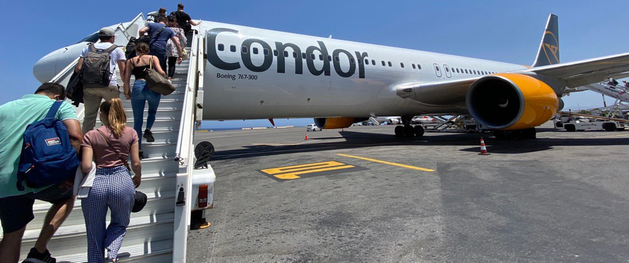 Boeing 767 von Condor: Dank Lufthansa-Zubringerflügen gefüllt.