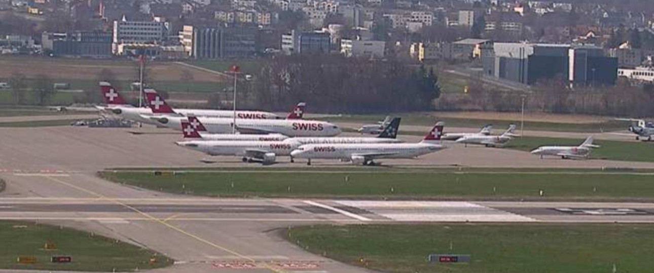 Parkfläche am Flughafen Zürich: Gut besetzt.