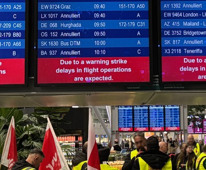 Verdi-Streik am Flughafen Düsseldorf im Februar: Die Gewerkschaft weitet die Streiks aus.