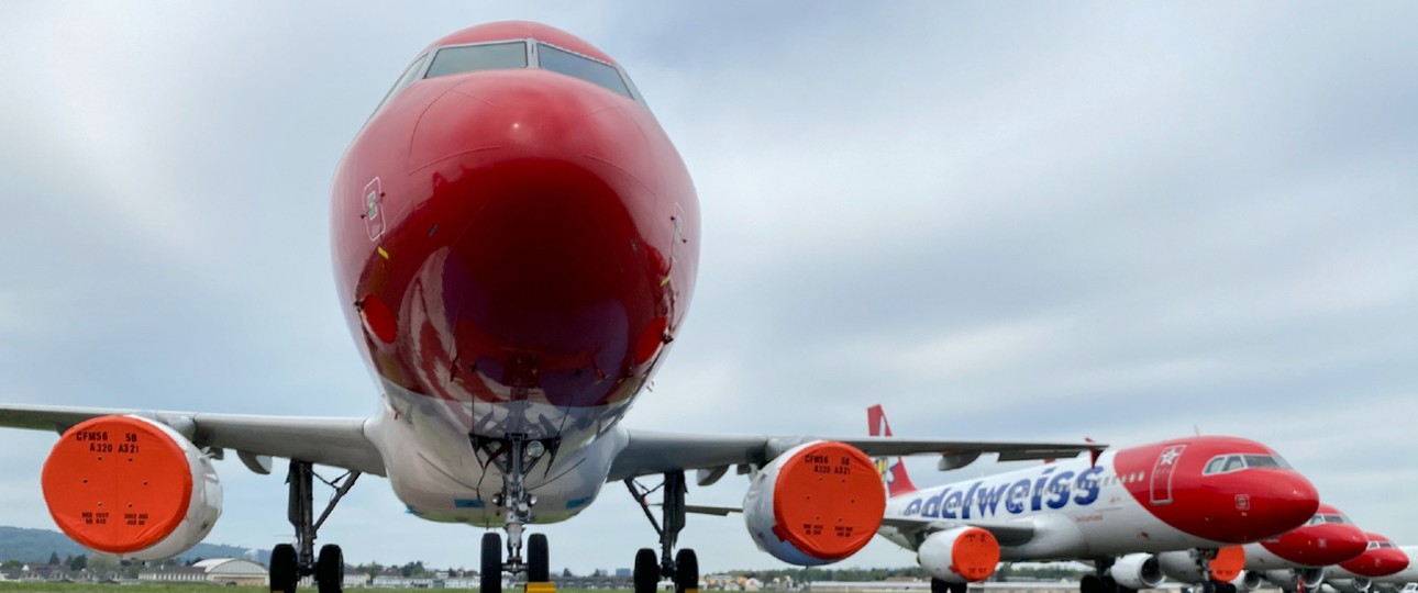 Geparkte Flieger von Edelweiss: Zurück zur Basis.