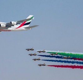 A380 bei der Dubai Air Show: Airbus liegt in Rücklage.