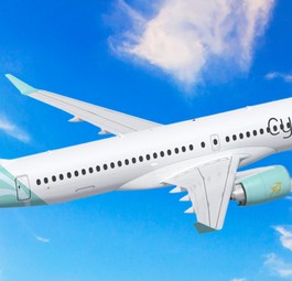 Himmel über Zypern: Airbus A220 von Cyprus Airways.