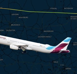 Ein Airbus A321 von Eurowings und der Flugverlauf am 27. Juli 2024: Von Berlin weiter nach Hannover.