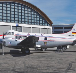 Die originale De Havilland Dove mit dem Kennzeichen D-INKA flog ab 1957 für LTU, wurde aber zwei Jahre später nach ihrer Veräußerung an die belgische Sotramat zerstört, als sie in Frankreich gegen einen Hochspannungsmast prallte.