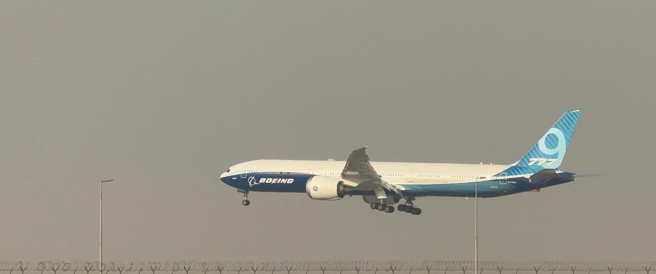 Die Landung der Boeing 777X nach der Vorführung: Eindrückliche Manöver.
