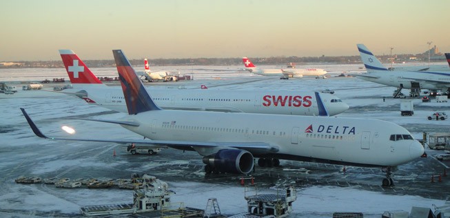 Schneetag in New York JFK.