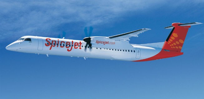 Q400 in Spicejet-Farben: Die Flieger sollen 90 Sitze haben.