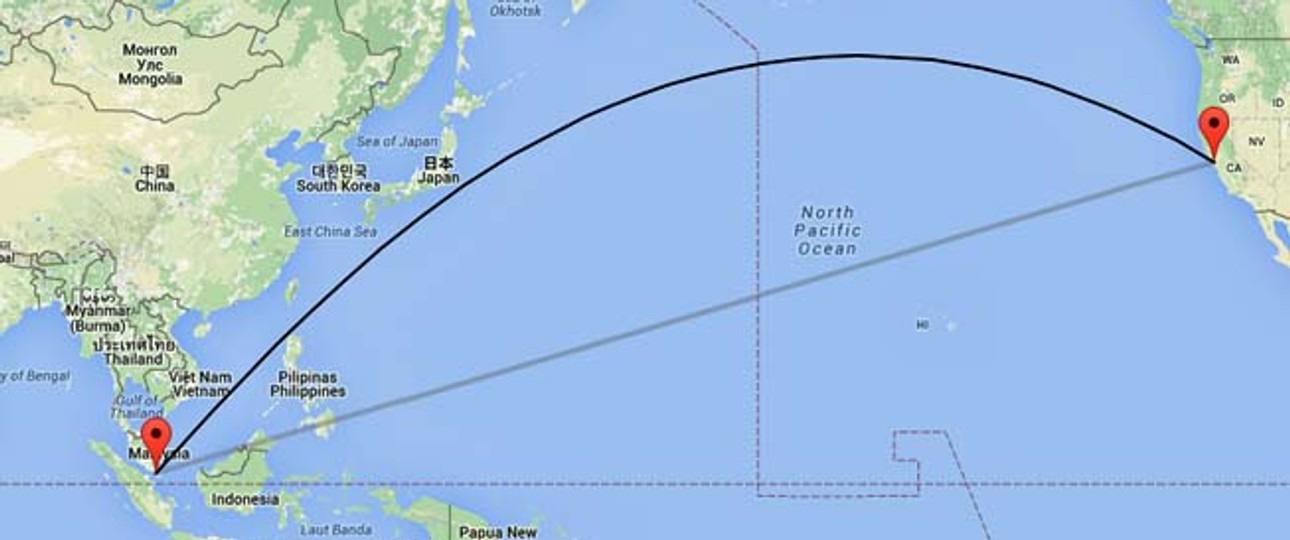 San Francisco – Singapur: Eine Strecke von 13.593 Kilometern.