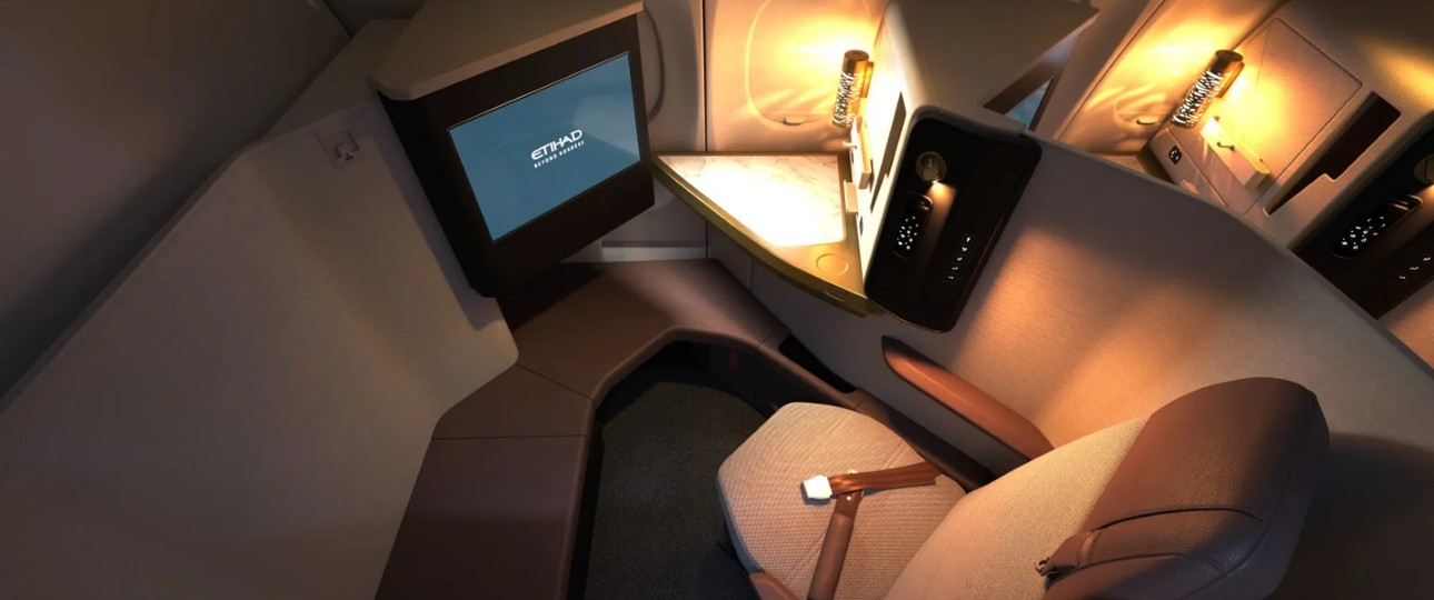 First Class im Airbus A321 LR von Etihad: Kommt gut an. 