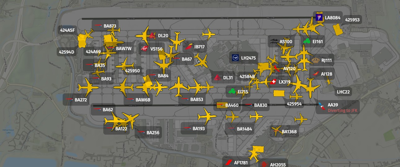 Flugzeuge in Heathrow: Alles steht still.