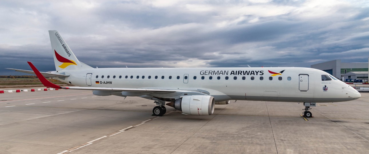 Embraer E190 von German Airways: Fliegt künftig für Green Airlines.