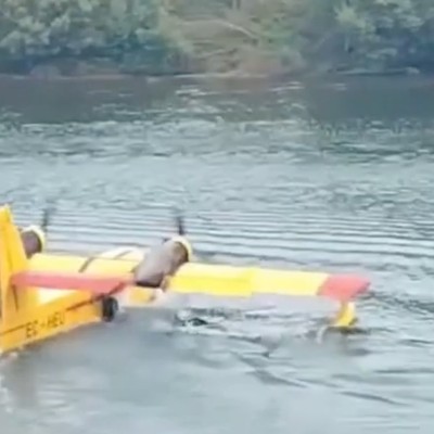 Löschflugzeug auf dem Douro: Etwas ging schief.