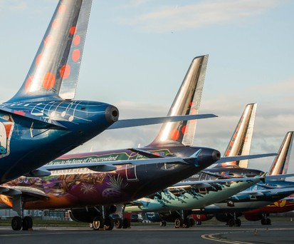 Brussels' Flieger mit belgischen Speziallackierungen: Auch sie bleiben am Boden.