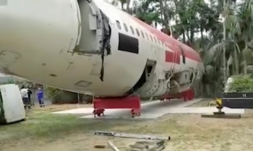 Ehepaar stellt sich Airbus A318 in den Garten