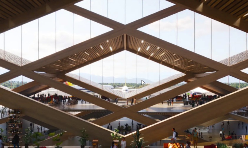 So könnte das neue Terminal  vom Gelephu Mindfulness City aussehen.