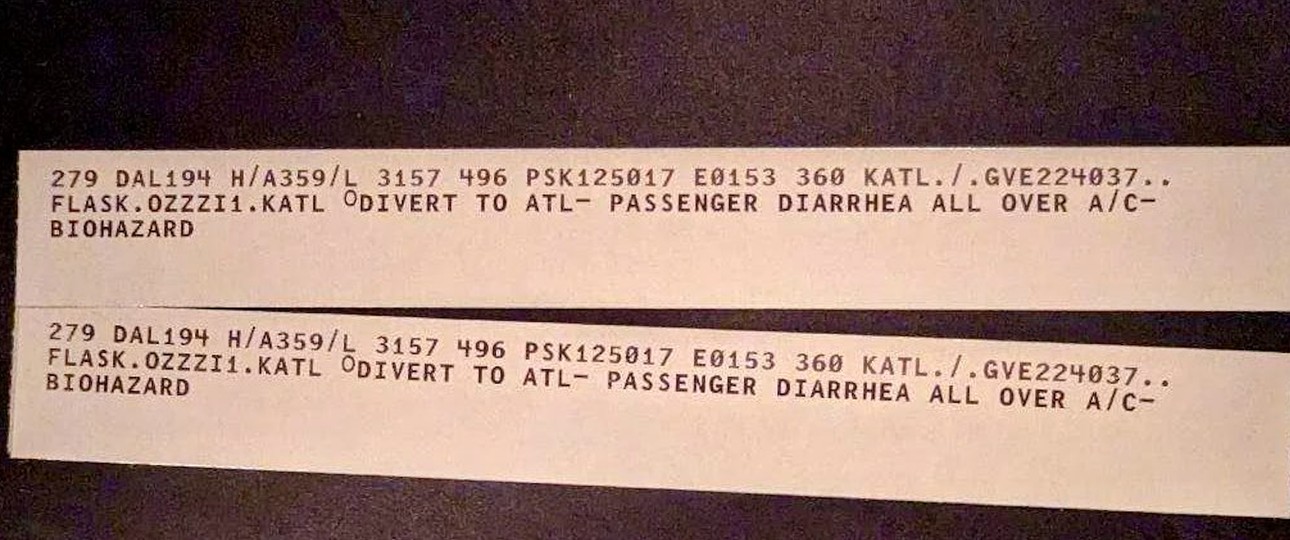 Kontrollstreifen der Lotsen: Diarrhö im ganzen Flugzeug.