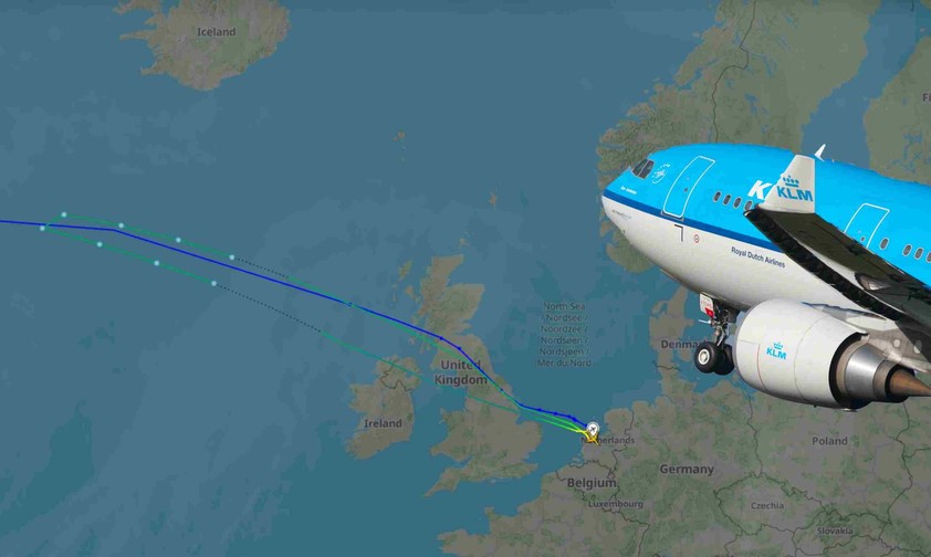 Flugverlauf von KL961: Der A330 landete nach fünf Stunden wieder in Amsterdam.