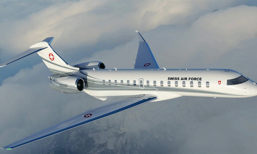 Bombardier Global 7500 in der offiziellen Lackierung der Schweiz: Wird ab 2025 VIPs fliegen.