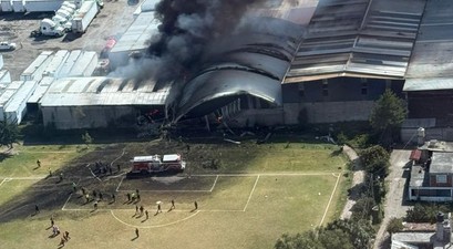 Absturzstelle der Citation: Das Flugzeug krachte in eine Werrkstatt.