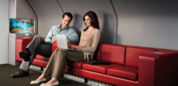Qantas-Business-Lounge im A380: Wieder ohne Internet.