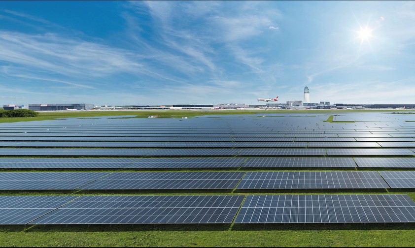 Photovoltaikanlage am Flughafen Wien: Es ist die größte Österreichs.
