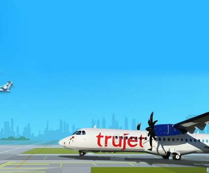 Werbung von Trujet: Aktuell noch mit ATR 72 unterwegs.
