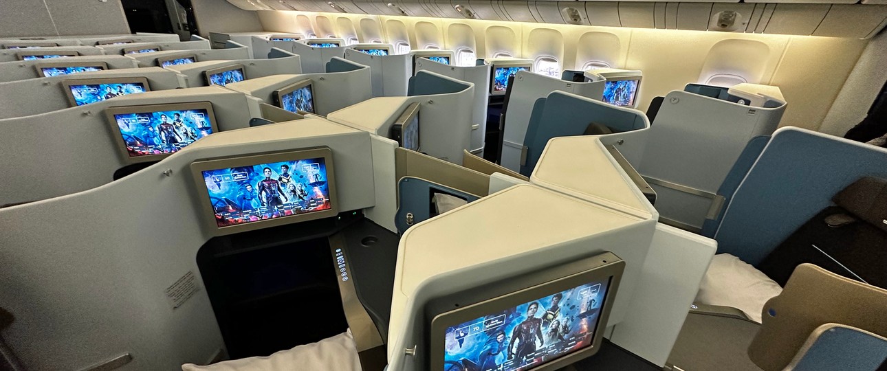 Die neue Business-Kabine von KLM in den Boeing 777.