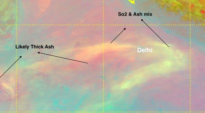 Aschewolke über Indien: Der Luftverkehr ist beeinträchtigt. 