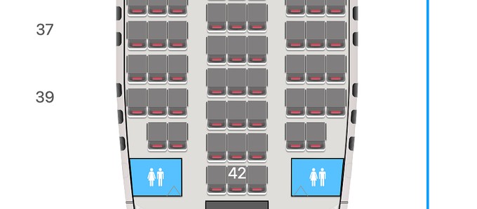 Boeing 787-9 von Austrian Airlines: In Reihe 38 guckt man auf eine Wand.
