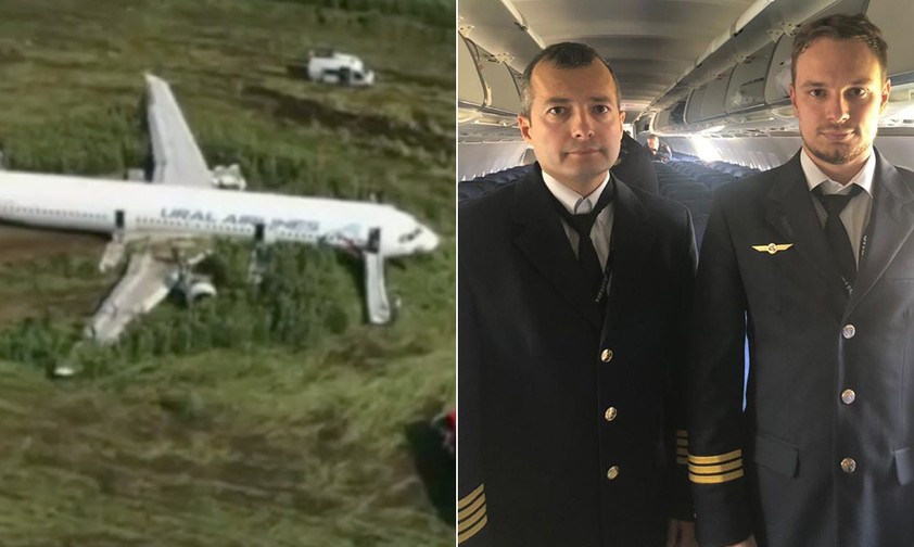 Airbus A321 von Ural Airlines, Kapitän Damir Yusupov (links) und Kopilot Georgy Murzin.