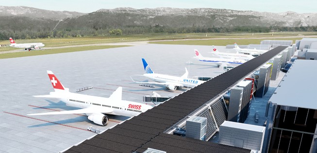 Der Bau des neuen Langstreckenterminals des Flughafen Genf kostet 480 Millionen Franken (430 Millionen Euro).