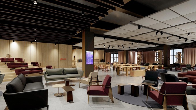Swiss eröffnet zwei neue Lounges im Dock B des Flughafens Zürich: So wird die neue Business Lounge aussehen.