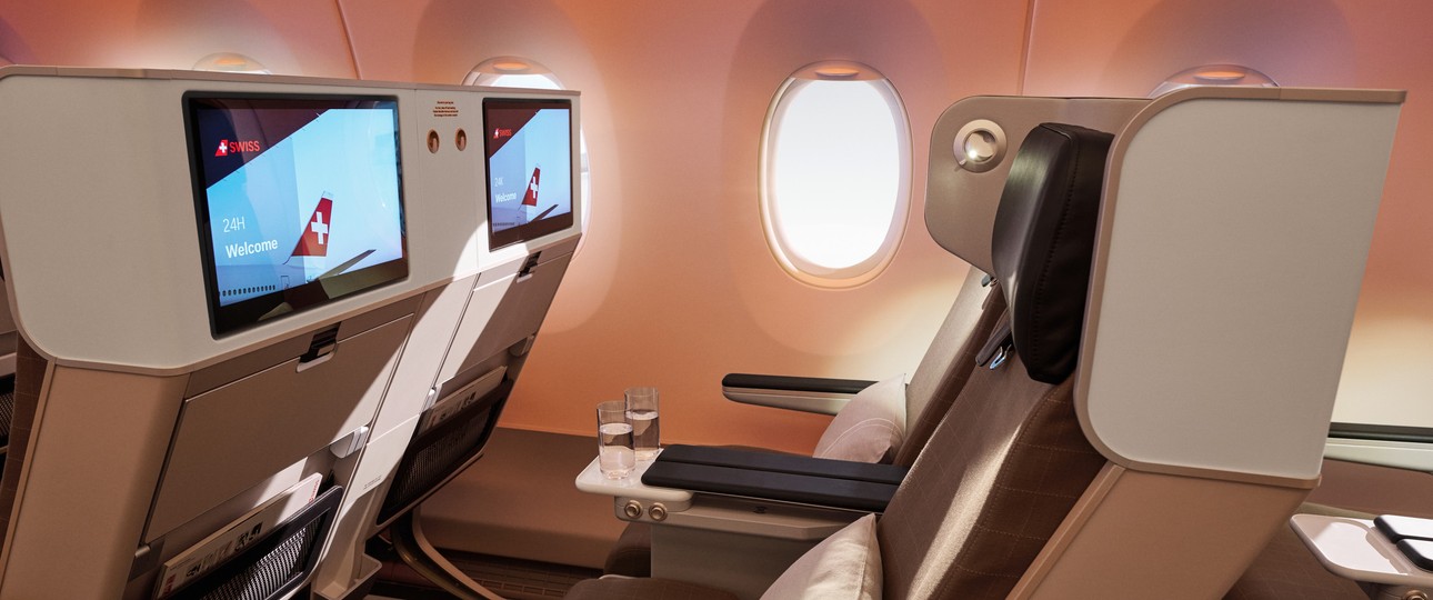 Im Airbus A350: Premium Economy der neuen Swiss-Senes-Kabine.