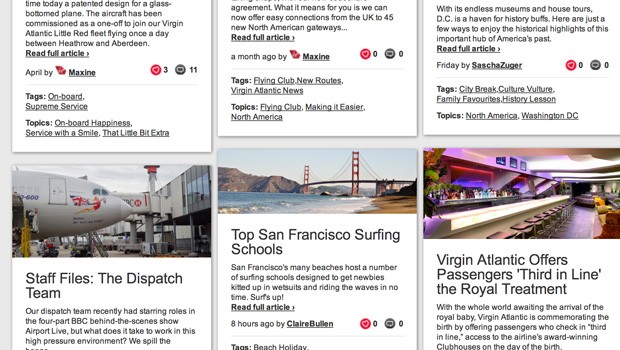 Es ist im Stil der Plattform Pinterest gehalten. Haupt-Thema: Destinationen.