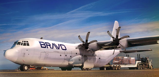 Die Logistikgruppe Bravo Industries kauft 10 zivile Hercules-Transporter LM-100J bei Lockheed Martin.