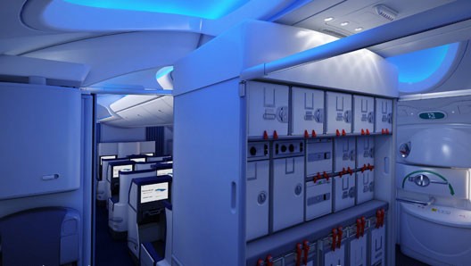 Die LED-Beleuchtung kann je nach Bedraf reguliert werden und soll ein wesentlich angenehmeres Licht schaffen als in den bisherigen Fliegern.