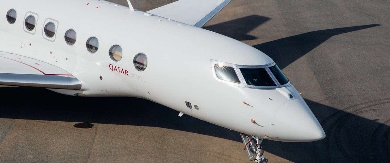 Eine Gulfstream G650ER von Qatar Executive: Die Maschine brachte eine Delegation aus Katar nach Israel - mit Zwischenstopp auf Zypern.
